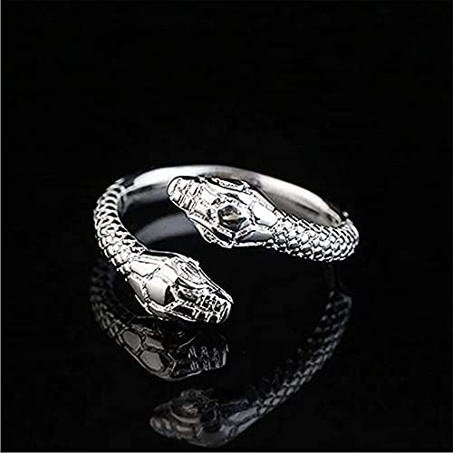 16 Piezas Anillo Hombre plata,Anillo Punk Retro,Anillo Gótico,Serpiente, Garra de Dragón, Cara Llorando, Pluma, Pez Rana, Anillo Ajustable，Adecuado Para el Estilo de Moda de la Calle.