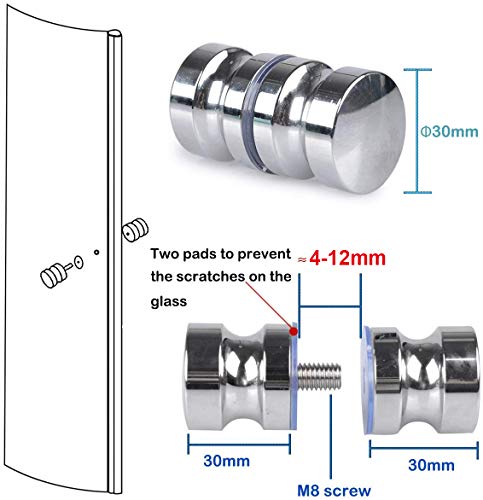 2 piezas Tirador de la Puerta de Vidrio de la Ducha,Pomo de Acero inoxidable Sólido,Pomos de Repuesto para Puertas de Cristal,Manija para Accesorios de Bloqueo de Baño en Casa