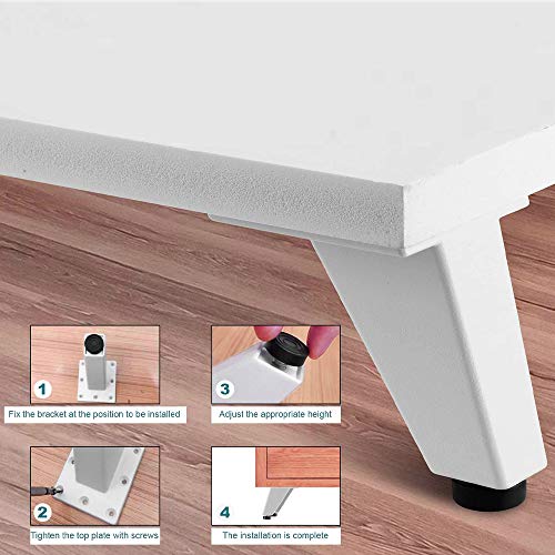 4 Piezas Patas para Muebles patas de Mesa Triangulares pies Patas Para Muebles Patas Regulables Super Capacidad de Carga para Sofá Banco Mesa de Té Silla Escritorio Armario Altura 80mm(blanco)