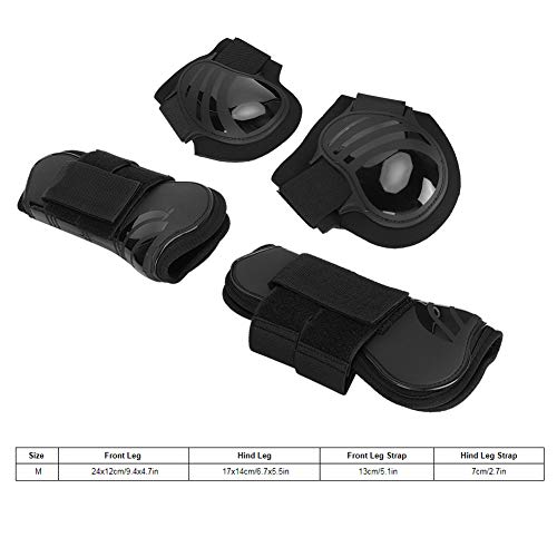 4 Uds Protector de pierna de caballo elástico botas de pierna trasera delantera de caballo botas de montar a caballo tendón Fetlock botas Pony protección de pierna con absorción de impactos(M-negro)