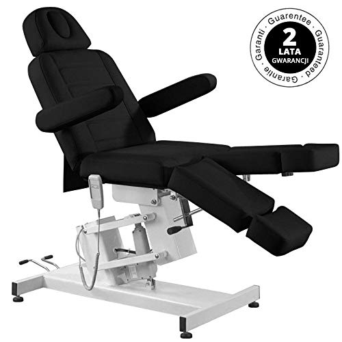 Activeshop Azzurro 706 Pedi - Camilla de masaje, color negro, soporta hasta 200 kg, piel sintética con 1 motor de 186 x 58 x 62,5-84,5 cm (largo x ancho x alto)