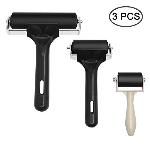 AIFUDA 3 rodillos de goma Brayer rodillo rodillo de pegamento para estampado de bloques de pintura, papel pintado y manualidades (1.37, 2.36 y 3.93 pulgadas)