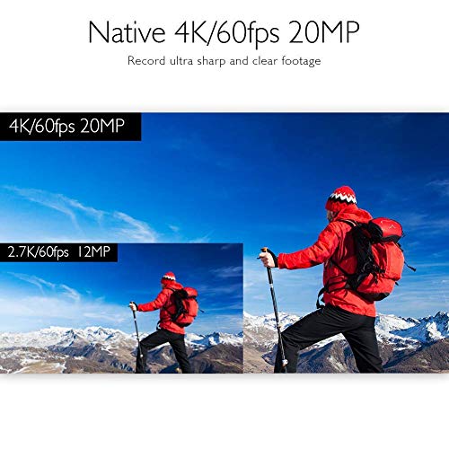 AKASO Cámara Deportiva WiFi 4K/60fps 20MP Cámara de acción con Pantalla Táctil Control de Voz Cámara acuatica Sumergible 40M EIS 8X Zoom Control Remoto 2 Baterías Multi Accesorios (V50 Elite)