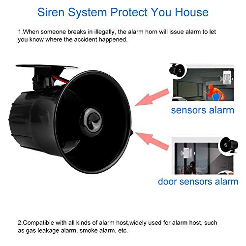 Alarma sonora cableada Bocina 110db DC 12V Advertencia de seguridad/Bocina de sirena antirrobo Parlante ruidoso para seguridad en el hogar Sistema de monitoreo Seguridad interior y exterior