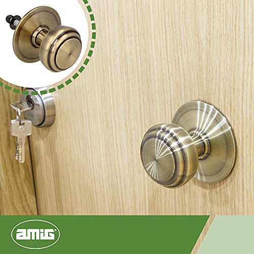 Amig - Pomo Mod 12 Redondo de Latón Macizo con Acabado Cuero para Puertas Exteriores de Entrada | Diámetro Tirador Ø70 mm · Altura 68,5 mm | Fácil de Instalar Incluye Tuerca de Fijación