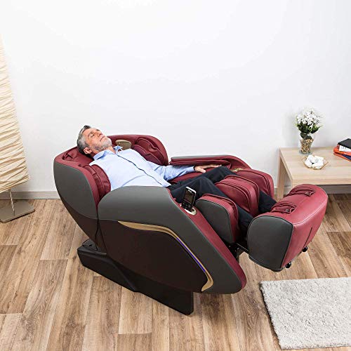 Ananda® Sillón de Masaje 2D+ - Rojo (Modelo 2021) - 12 programas de Masaje Profesional y presoterapia - Termoterapia - Tecnología Gravedad y Espacio ”Cero” - Sonido Envolvente 3D Bluetooth - USB