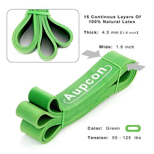 AUPCON Bandas de Resistencia Cintas Elásticas de Resistencia - 5 Colores Diferentes para Yoga Quemar Grasa y Rehabilitar Músculos, Bandas de Ejercicio Físico para Piernas y Glúteos (Verde)