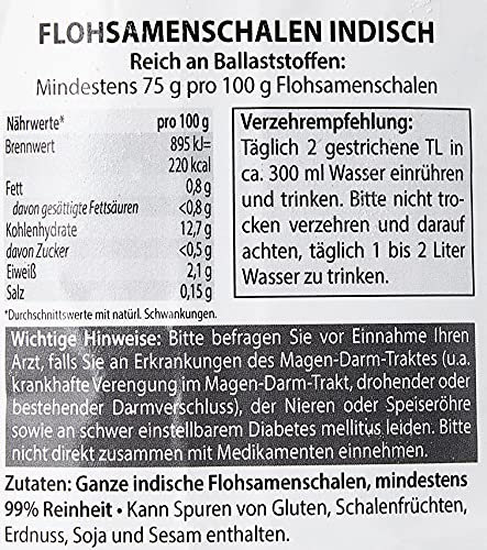 Avitale Cuencos de semillas de pulgas de la India, 99 % de pureza, rico en fibra, calidad alimentaria probada de la India, envasados en Alemania, 1 unidad (1 x 250 g)