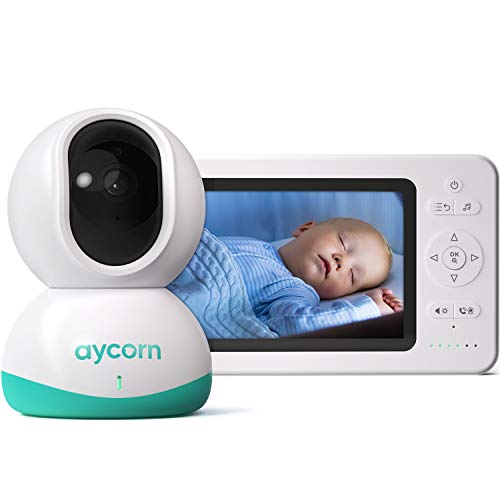 Aycorn Vigilabebés con Cámara, Gran Pantalla Full HD de 5"(720p), Sensor de Sonido VOX, Audio Bidireccional y Visión Nocturna