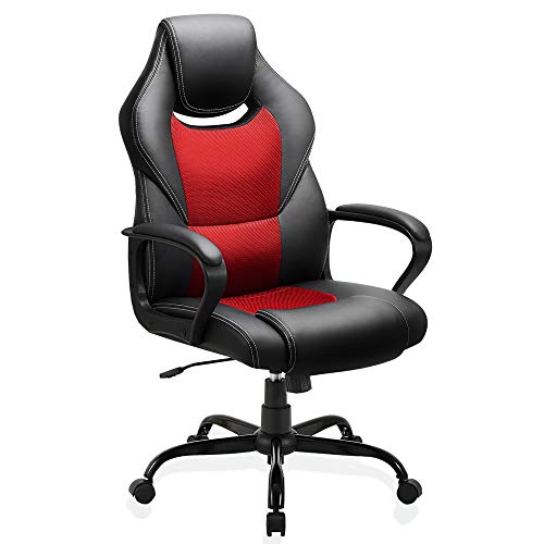 BASETBL Silla de Oficina, Silla de Escritorio Ergonómica con Altura Ajustable, Sillón Oficina con Respaldo Alto Reclinable, Silla de Computadora Cuero Ejecutiva con Soporte Lumbar, Carga 150kg