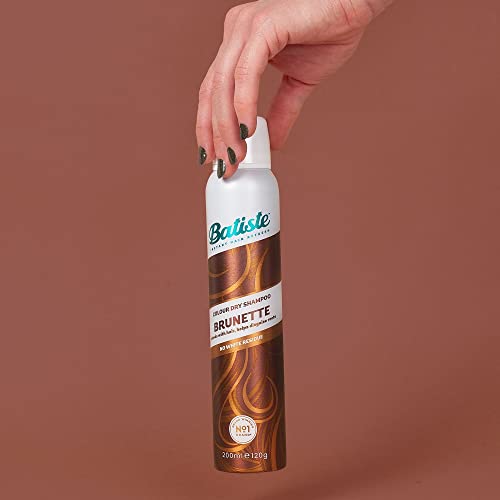 Batiste - Champú en Seco para Castañas - Champú Seco para cabellos castaños - Champú sin Sulfatos - Champú Vegano y Ecofriendly - Champú aroma a bergamota, melocotón blanco y vainilla-200ml