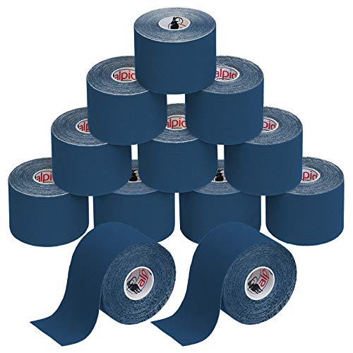 BB Sport 12 Rollos Cinta Kinesiología Tape 5 m x 5 cm Cinta Muscular E- Book Ejemplos Aplicación, Color:azul oscuro