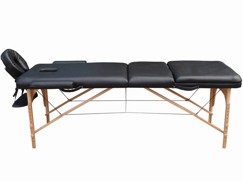 BELTOM Camilla de Masaje 3 Zonas portatil 195 x 70 cm. Mesa Cama Banco Plegable Reiki Fsioterapeuta - Negro