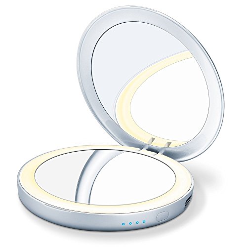 Beurer BS39 Espejo de maquillaje con luz led y batería externa para móvil