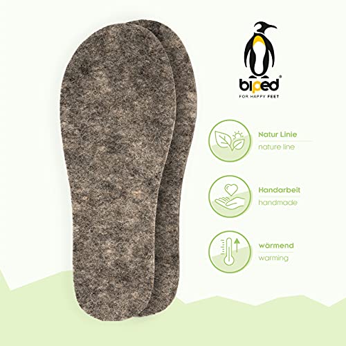 biped 2 pares de plantillas infantiles de fieltro de lana natural – fieltro natural de auténtica lana para disfrutar de una temperatura agradable en el calzado – plantillas cálidas z2755(26-27)