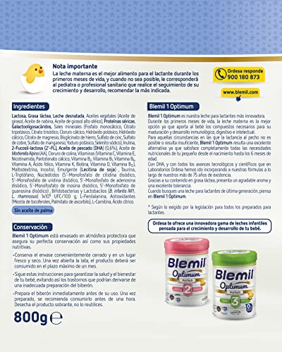 Blemil Plus 1 Optimum ProTech - Leche de Inicio en polvo Desde el Primer Día, 800g