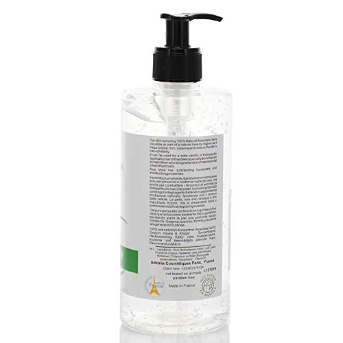 bleu & marine Bretania Gel de Aloe Vera 100% Natural. Procedente de Canarias. Excelente hidratante Rostro Cuerpo Acondicionador Cabello Depilación Afeitado. Con dosificador (500 ml)