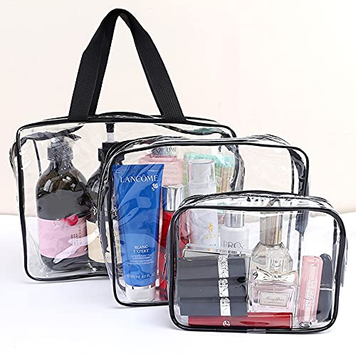 Bolsas de Aseo Transparente，3-in-1 Bolsas Portátil de Maquillaje de PVC Neceser Transparente Impermeable con Cremallera para Viajes baño y Almacenamiento