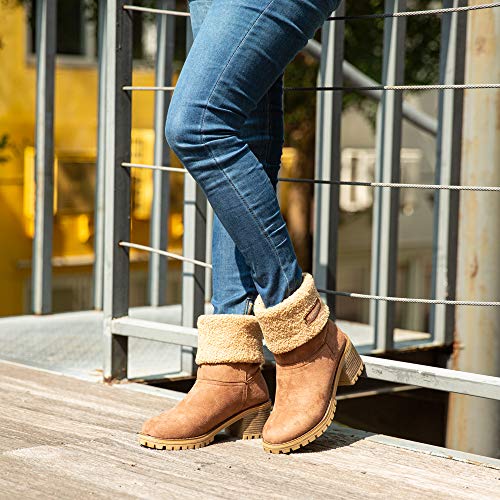 Botas Mujer Invierno Forradas Cálidas Botines Ante Plataforma Zapatos Nieve Cómodos Casual Marrón EU 39