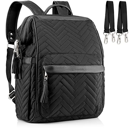 Brombär Mochila para pañales con gancho para cochecito y muchos compartimentos., Negro , Talla única