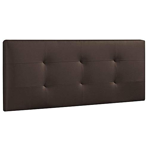 Cabecero tapizado Carla 140x60 cm Chocolate, para Cama de 135 cm, Acolchado con Espuma, 8 cm de Grosor, Incluye herrajes para Colgar