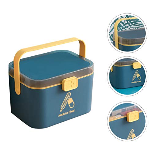 Cabilock Caja de Medicamentos de Plástico Mango del Hogar Oficina en Casa Coche Escuela Primeros Auxilios Caja Organizadora de Almacenamiento de Medicamentos 21 4 X 15 8 X 14 7 Cm