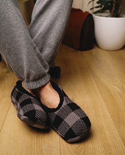 Calcetines Zapatillas de Hombre, Agilis Soft Step Technology con Planta de Memory Foam (Black Grey Checker, 43)