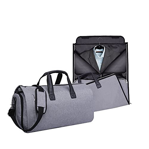 Calma Dragon Bolsa Portatrajes, Funda de Viaje para Trajes y Vestidos, Carry-On Garment Bag, con Compartimentos para Zapatos y Correa Ajustable para Hombro, Ideal para Negocios, para Avión (Gris)