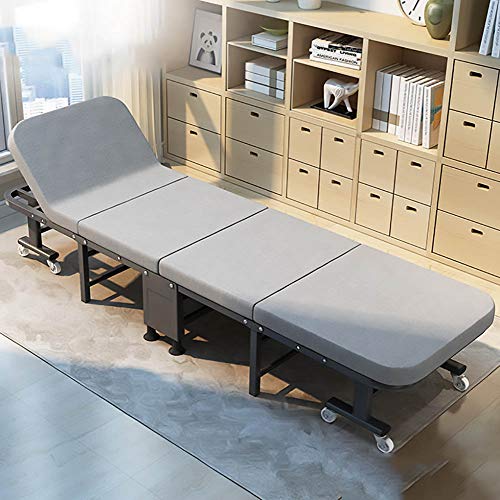 Cama Plegable Portátil con Ruedas, Cama De Almuerzo Simple para El Hogar, Oficina, Cuna De Marcha para Adultos, Sillón Siesta, Cama De Acompañante para Hospital,70CM