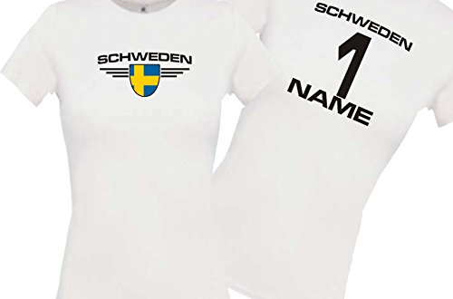 Camiseta Suecia para mujer con nombre de la Souhaidad y número a elegir Países blanco XL