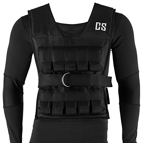 CAPITAL SPORTS Monstervest - Chaleco lastrado, Chaleco Peso Entrenamiento Relleno de Metal, Chaleco de Peso con Correa Ajuste Nylon, Exterior Reforzado, Acolchado Suave, 20 kg Peso, Negro