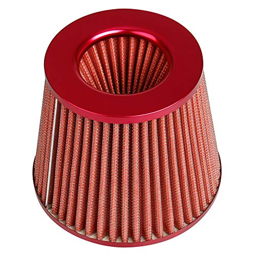 CarBole Universal Sports Air Filter Kit de filtro de entrada de aire de coche de refrigeración por aire Sistema de entrada de aire universal de fibra de carbono con manguera roja