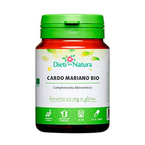 Cardo Mariano Bio 200 cápsulas de Dieti Natura. Protector del hígado [Fabricado en Francia][Certificado ecológico FR-BIO-01][Garantía Sin OGM ni Gluten] (Bote de 200 cápsulas)