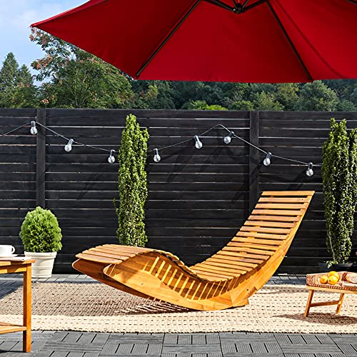 Casaria Tumbona Mecedora de Madera de Acacia 150x60x93cm Silla de jardín ergonómica para balcón terraza