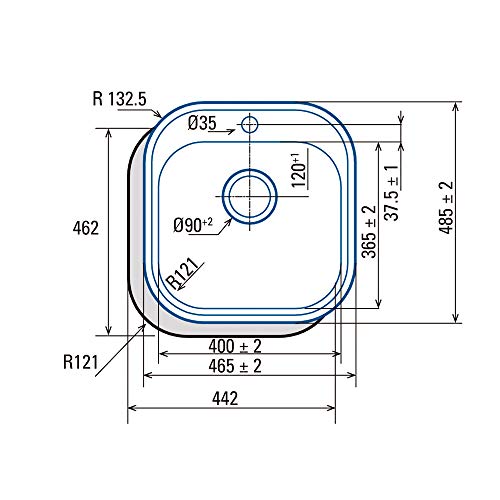 Cata 2612101 Acero Inoxidable Modelo CS-1 | Ancho de 45 cm | Fregadero Sobre Encimera | 1 Cubeta Cuadrada, 400 x 360 mm