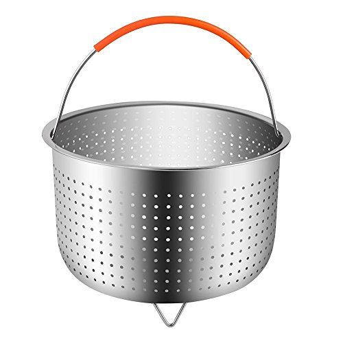 Cesta de acero inoxidable 304, para olla de cocer arroz, olla a presión, antiquemaduras, multifunción, cesta para limpiar y escurrir las frutas, con mango de silicona