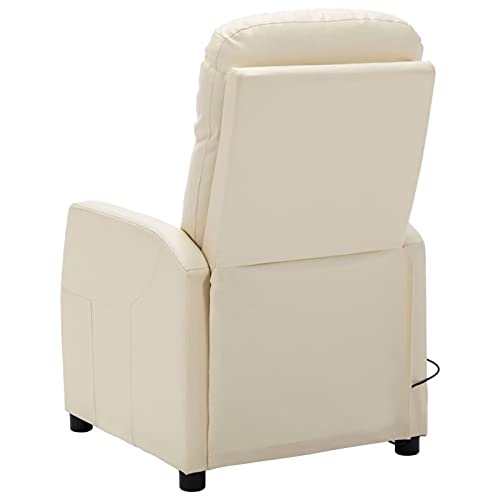 CGTOLOS Sillón de Masaje, reclinable eléctrico, Hogar Sillón Relax, Sillón Reclinable, Sillón Masaje Relax, de Piel sintética Crema