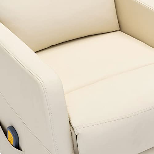 CGTOLOS Sillón de Masaje, reclinable eléctrico, Hogar Sillón Relax, Sillón Reclinable, Sillón Masaje Relax, de Piel sintética Crema