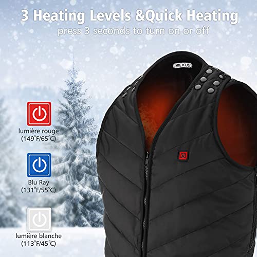 Chaleco Calefactable para Hombre Mujer, Unisex Chaleco Forro Polar sin Mangas con 3 Ajustes de Temperatura, Tamaño Ajustable, Lavable Chaquetas Calefactores Invierno para Moto Pesca Caza Esquí