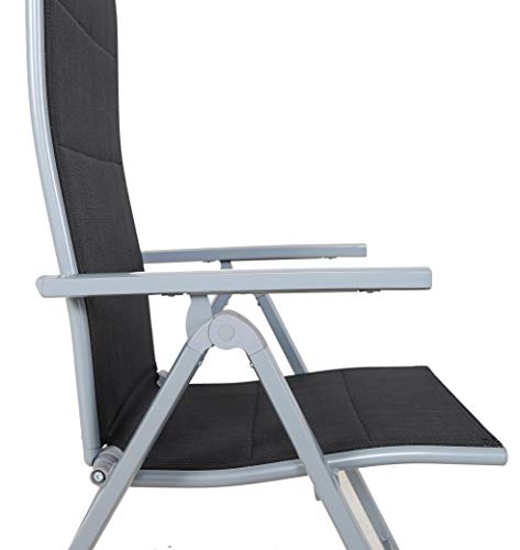 Chicreat Silla plegable regulable con 9 posiciones y respaldo alto, Plateado y Negro set de 2