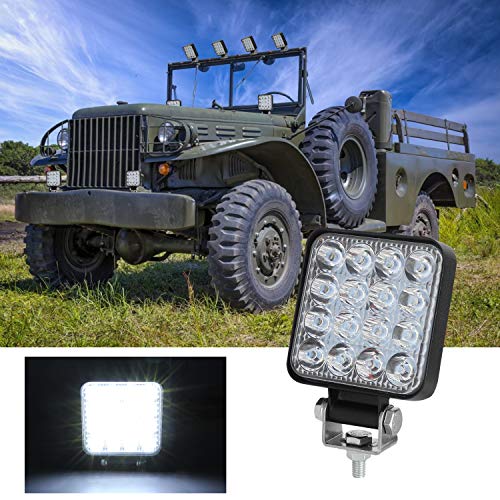 CICMOD 4 Pzs Faro LED Trabajo, 12V 24V 48W 6000lm Focos LED Tractor IP67 Impermeable per Off-Road SUV UTV ATV Camión Cuadrado