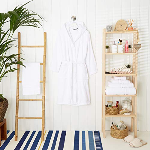 CityComfort Señoras Robe Luxury Terry Toweling algodón bata albornoz Mujeres altamente absorbente mujeres con capucha y Shawl Towel baño abrigo (XL, blanco)