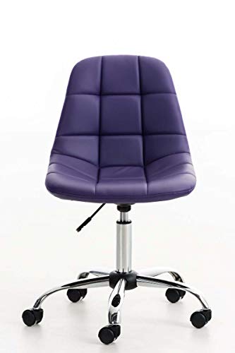 CLP Silla De Escritorio Emil En Simil Cuero & Base con Ruedas I Silla De Ordenador Altura Regulable & Giratoria, Color:Violeta