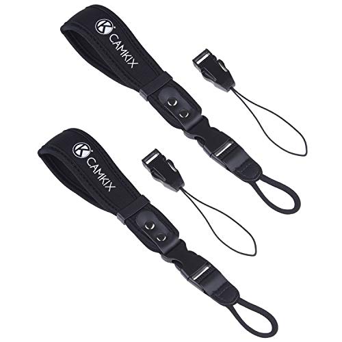 Correas de muñeca para DSLR y cámaras compactas – Paquete de 2 – Extra Fuerte y Durable – Cómoda Pulsera de Neopreno – Ajustable – Pinza de liberación rápida – Correas adicionales y paño de Limpieza