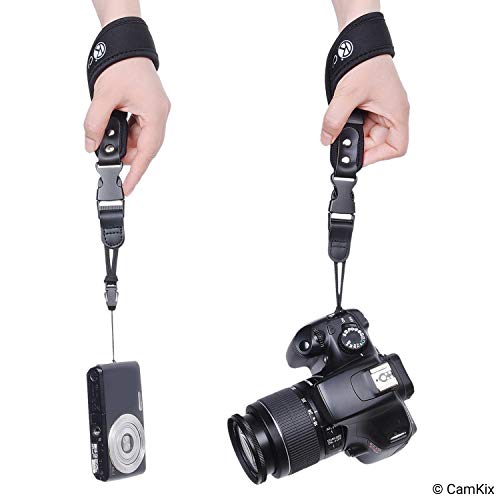 Correas de muñeca para DSLR y cámaras compactas – Paquete de 2 – Extra Fuerte y Durable – Cómoda Pulsera de Neopreno – Ajustable – Pinza de liberación rápida – Correas adicionales y paño de Limpieza