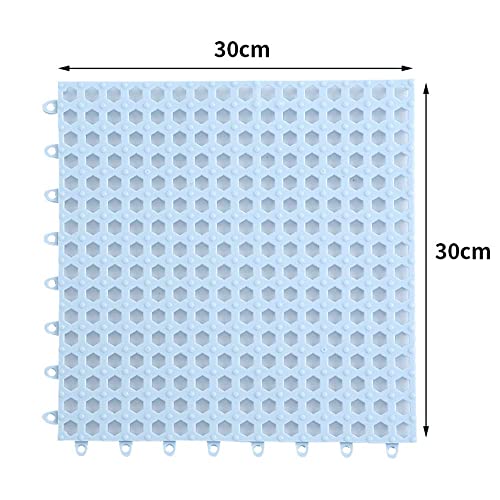 Creativee 4 Alfombrillas de Ducha Modulares Entrelazadas de 30 x 30 cm, Antideslizantes para Eempalme de Baldosas, Iimpermeables, para Drenaje, Piscina, Ducha, Baño, Cocina(Azul)