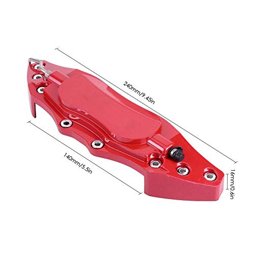 Cubierta Sin Fin 2pcs del Protector del Calibrador del Freno de Aluminio del Coche Protector de Cubierta para el eje deRueda 16in-17in Medio(Rojo)