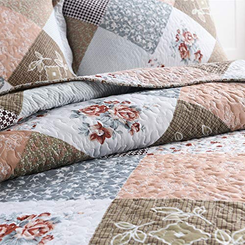 Cubrecama Patchwork para Cama 150,Cama 180,Colcha nordica bouti de piqué,Manta con Fundas de Almohada,Retazos Reversible para Matrimonio Verano King Size (6)