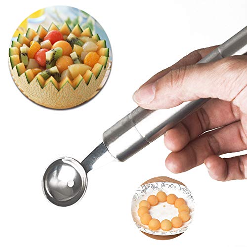 Cuchara de Fruta Doble Cuchara de Fruta Simple y Practico Cuchara de Fruta de Melon Cuchara de Melon Cocina Acero Inoxidabl Juego de 5 PiezasPara Cocina Bolas de Frutas Caseras para Varias Frutas