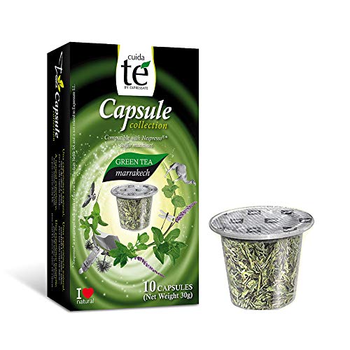 CUIDA TÉ - Té Verde Cápsulas Nespresso, Té Verde Marrakech, Compatibles con Máquinas Nespresso, 60 Cápsulas Té Verde Moruno